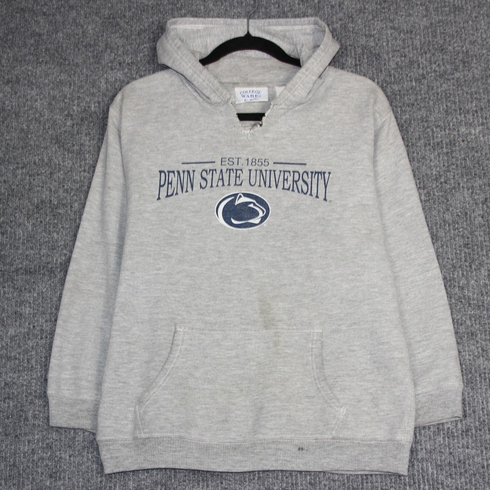 Vintage Penn State University NCAA Hoodie College Ware Mens Gray Sweatshirt Rare
